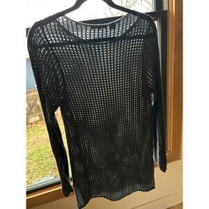 Jeanne Pierre Open Knit Gray Cotton Swim Cover Up Mesh Tunic